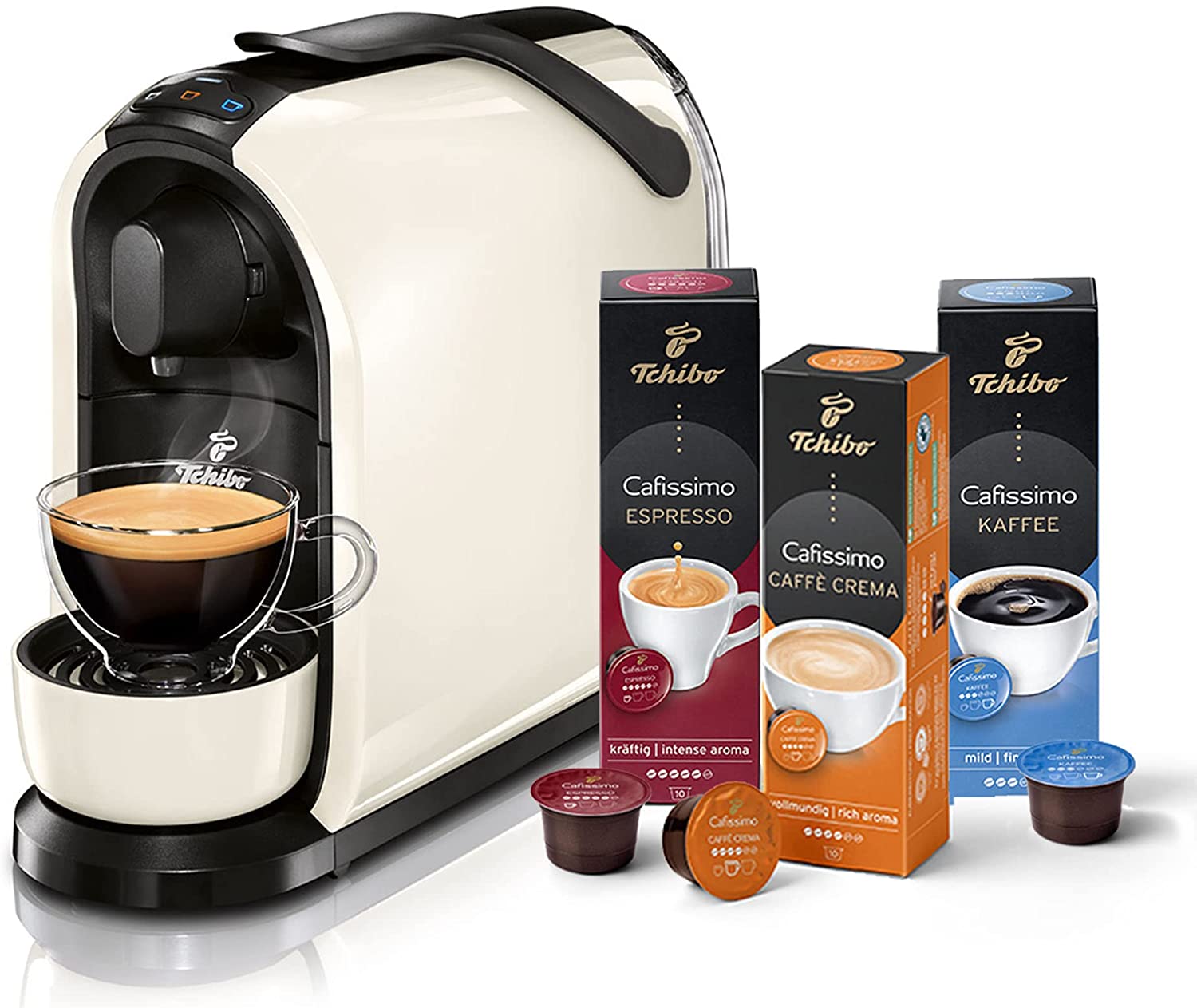 Tchibo Cafissimo Pure Coffee Machine with 30 Capsules for Caffè Crema, Espresso and Coffee, Arctic Green