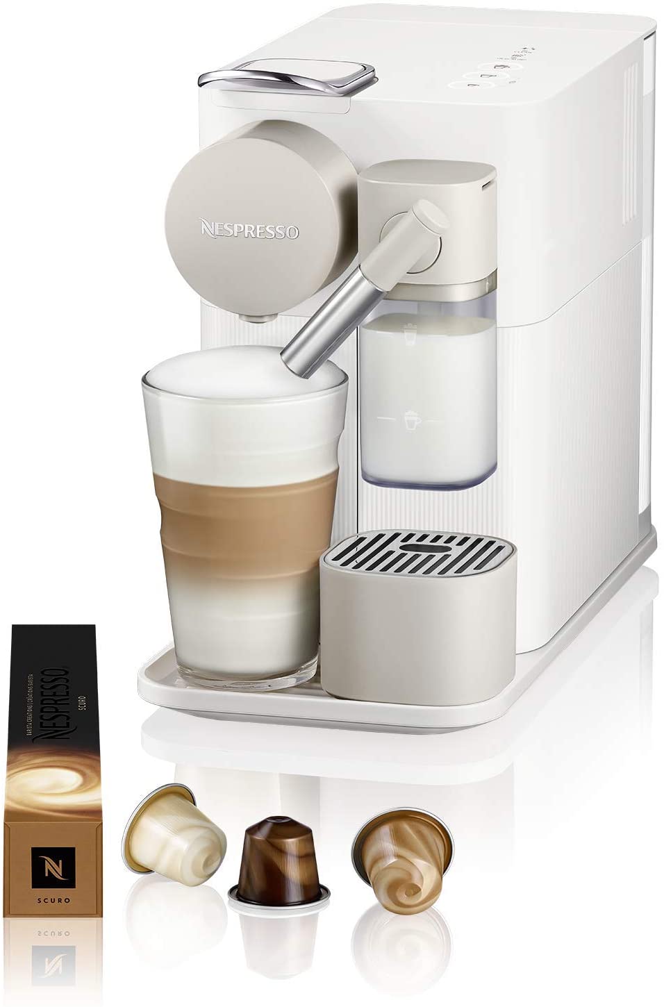 DeLonghi De\'Longhi Nespresso Lattissima One Coffee Machine, Porcelain White, EN510.W