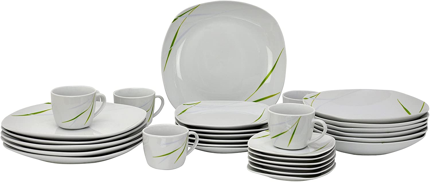 Aviva Dinner Service Crockery Set 60 Pieces White With Colourful Pattern Fo