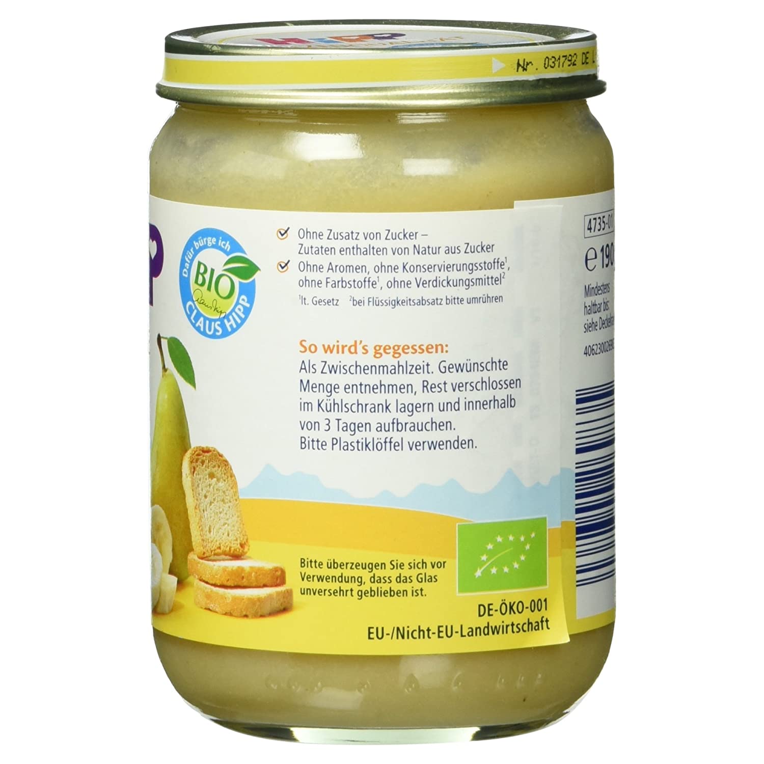Hipp Birne-Banane mit Zwieback, 190 g