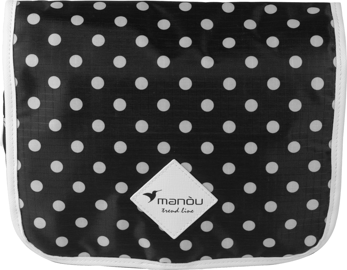Toiletry Bag For Hanging Black With White Dots, 1 Pcs