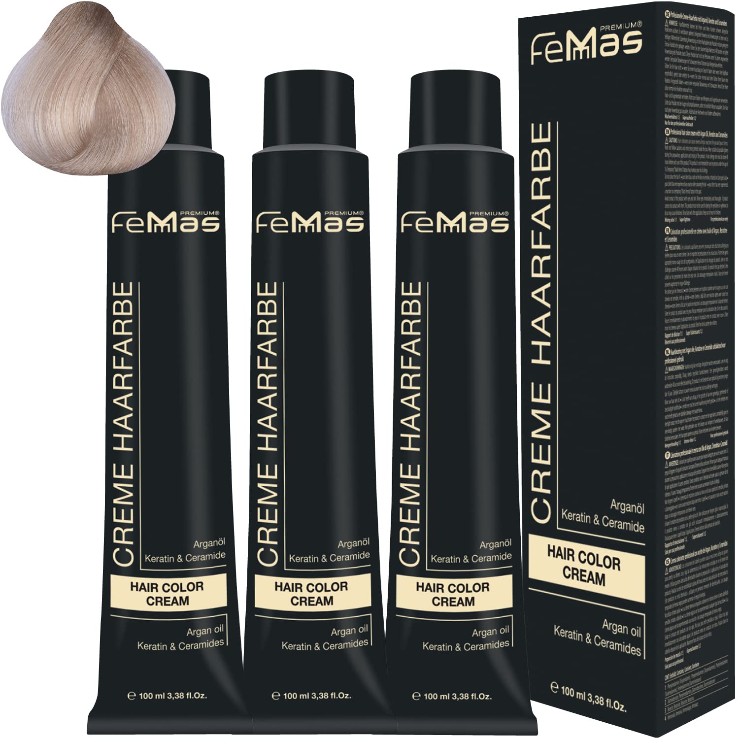 Femmas Hair Colour Cream 100 ml Hair Colour Pack of 3 Extra Platinum Blonde Intensive 12.0, ‎extra