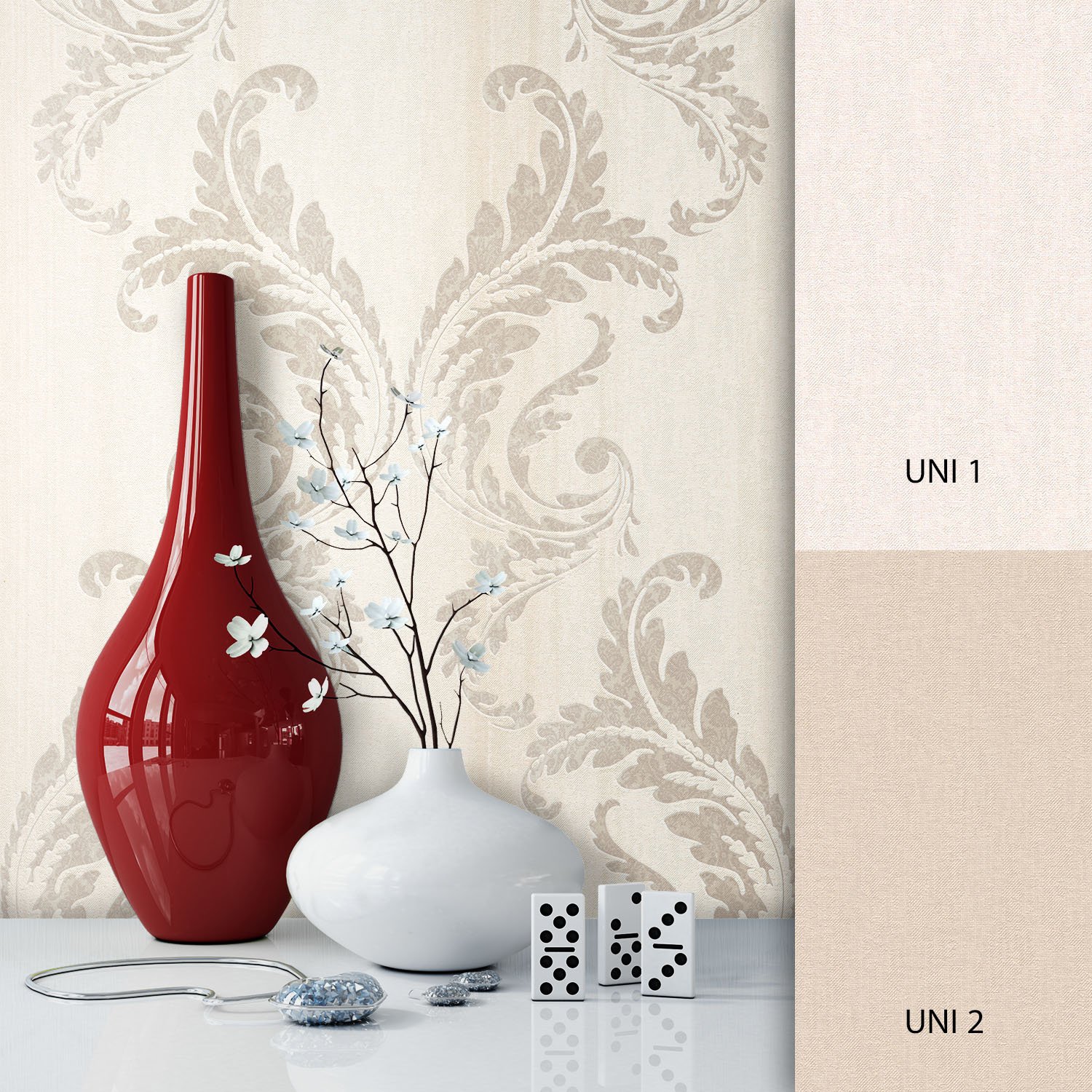 Newroom Baroque Wallpaper Cream Stripes Non-Woven Wallpaper Modern Design L