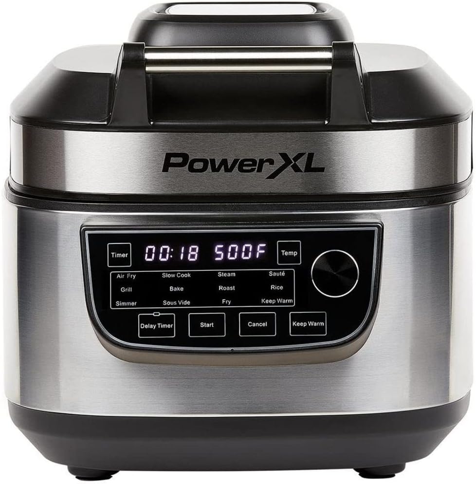 PowerXL Multicooker - 12-in-1 Cooker with Air Fryer Function - for Roasting, Cooking, Frying and as an Electric Grill - Includes Dishwasher Safe Accessories