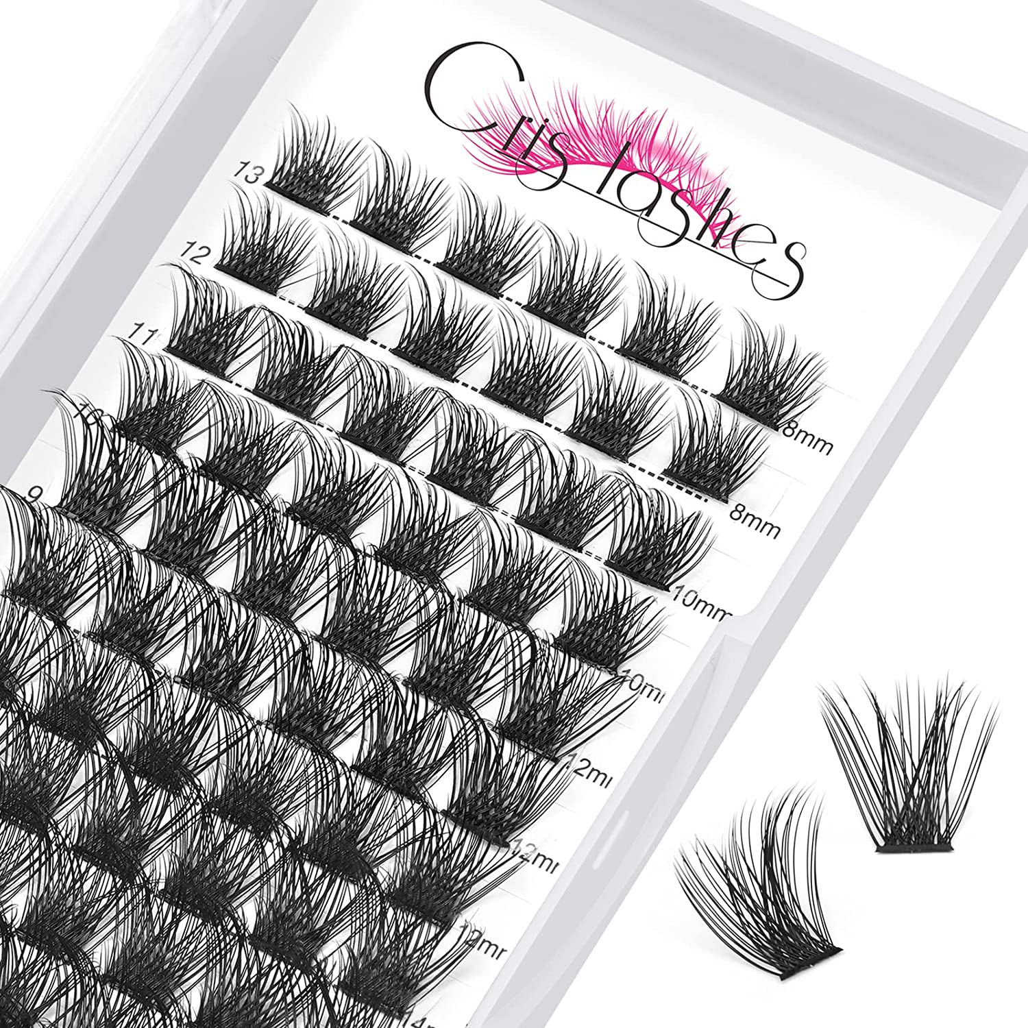 78 pieces Crislashes DIY Individual Eyelashes, Single D Curl Mix 8-16 mm, 13 Lines Lash Clusters, Reusable Segments, Individual Eyelash Extension at Home (H-D Curl Mix 8-16 mm), d-curl ‎volume