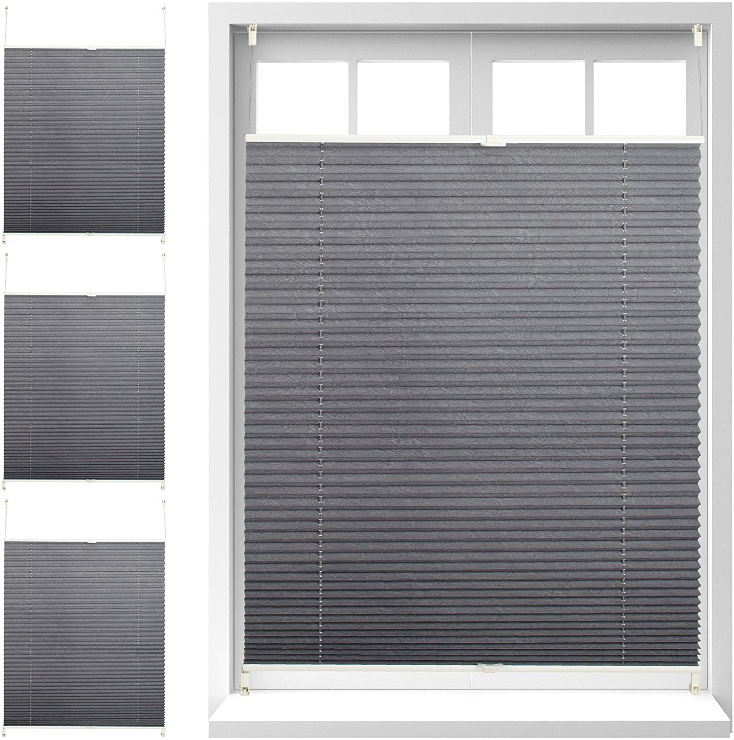 Pleated Blind No Drilling Required Klemmfix For Gluing, Folding Blind Trans