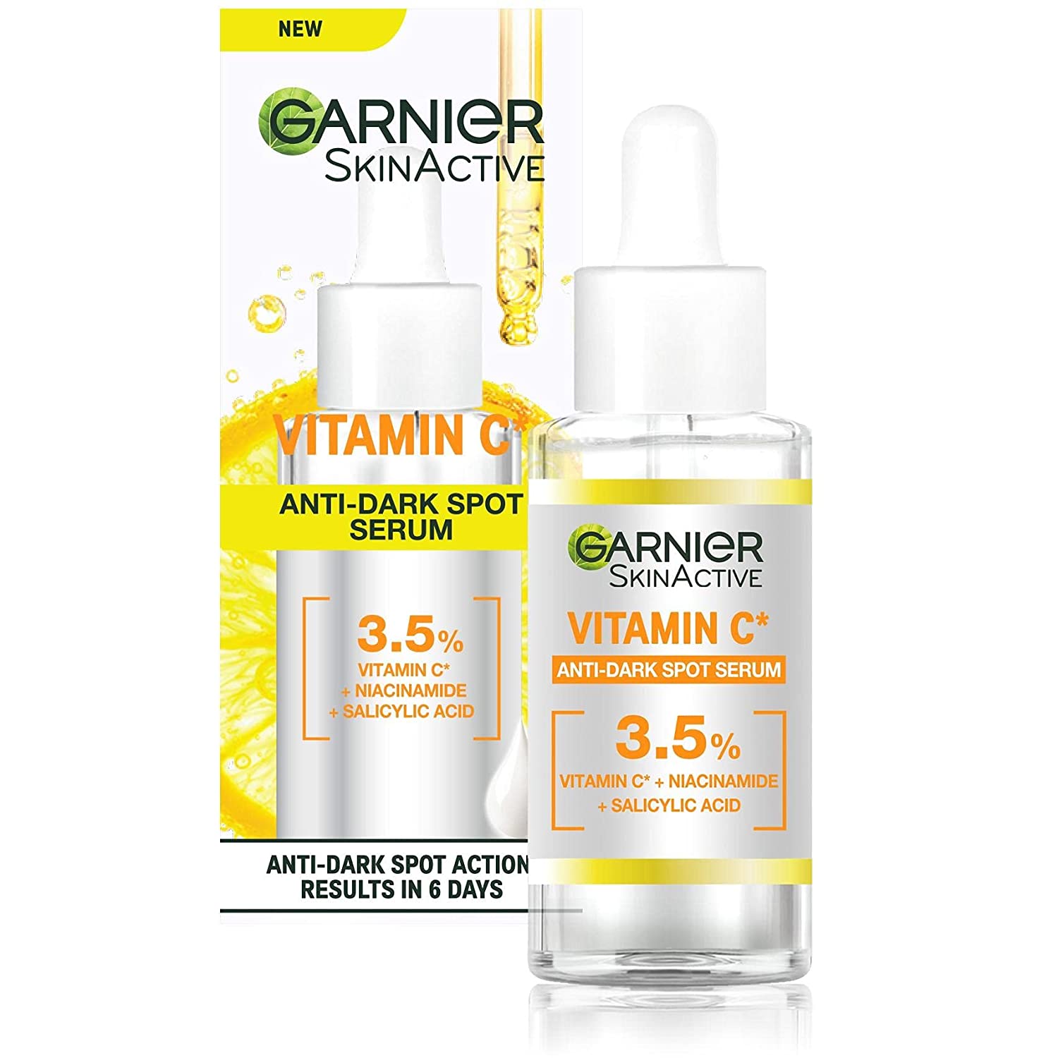Garnier Vitamin C Serum for Face, Glow Booster, Brightening Serum for Pimples & Dark Spots, 3.5% Vitamin C, Niacinamide, Salicylic Acid & Lemon Extract, for All Skin Types, 30ml, ‎serum