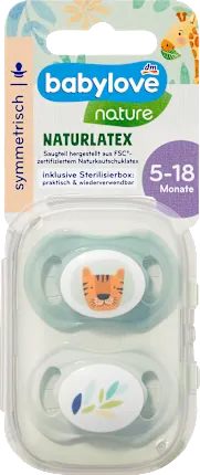 Latex pacifier, symmetrical, green/mint, 5-18 months, 2 pcs