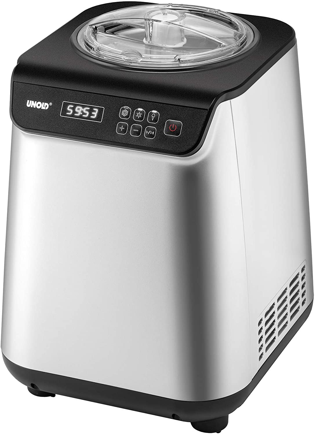 UNOLD Uno 48825 Ice Machine with Compressor, 1.2 Litre Volume, Stainless Steel Ice Container, with Timer, 18/8, 1.2 Litres