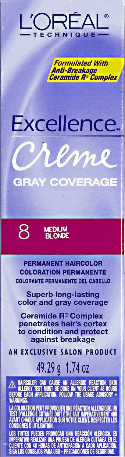 L'Oréal Paris L\'Oreal Excel Creme Resist #8 Medium Blonde 51 ml (Hair Colour), ‎light