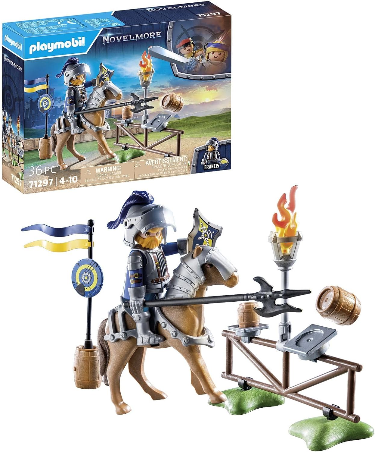 PLAYMOBIL Novelmore 71297 Novelmore Exercise Area, Exciting Knight Training on the Practice Area with Horse, Lance, Barrel and Target, Toy for Children from 4 Years