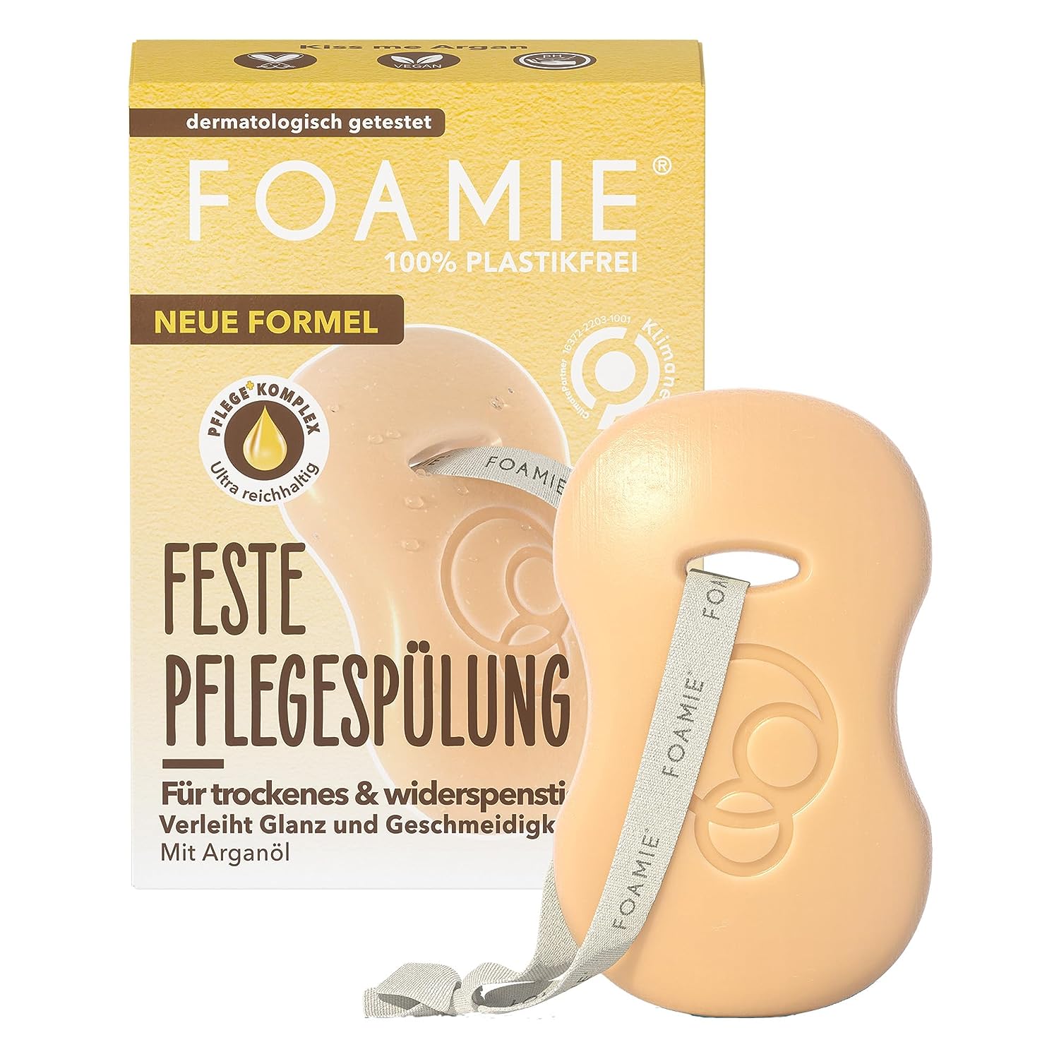 Foamie Firm Conditioner, Reusable & Dry Hair with Argan Oil, Conditioner Hair for Shine and Suppleness, Hair Care, 100% Vegan, Plastic-Free, 80 g