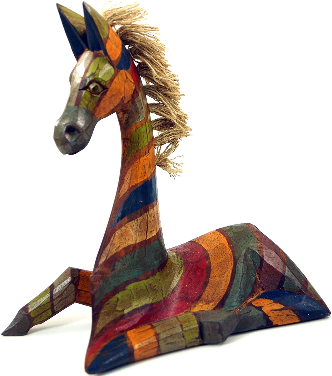 Guru-Shop Wooden Figure Zebra Colourful Striped Decorative Figures