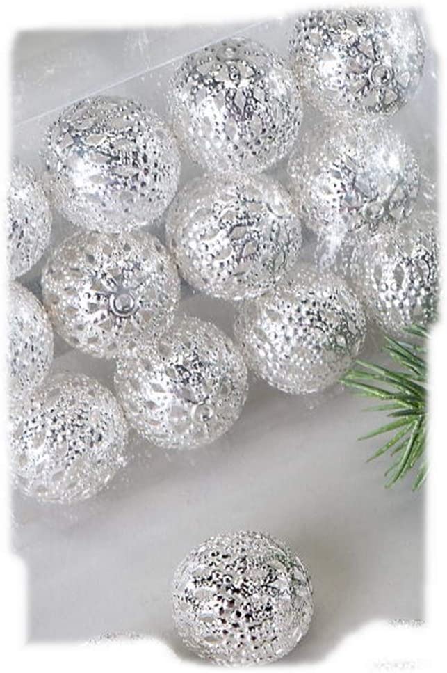 Set Of 12 Decorative Balls, 3 Cm, Silver Wire Decoration For Flower Arrange