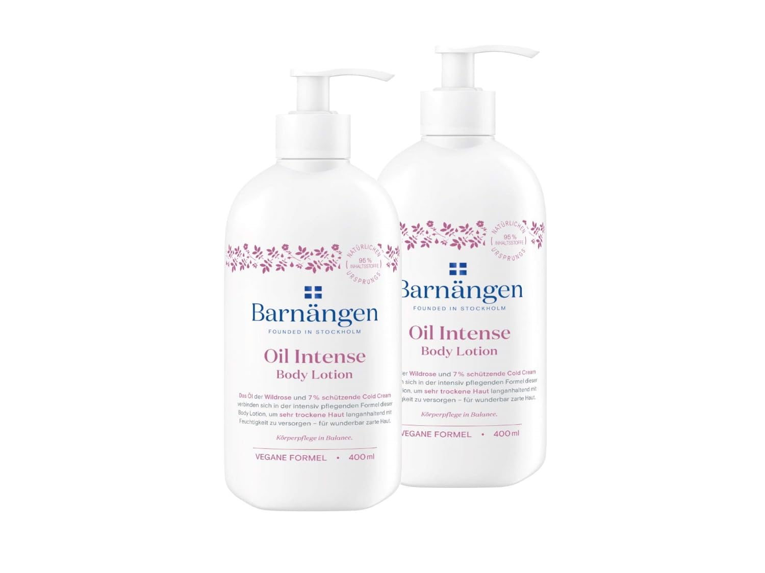Barnängen Body Lotion Oil Intense, 2 x 400 ml, with Cold Cream and Rose Petal Fragrance, for Dry to Very Dry Skin, Veragen Formula, Dermatologically Tested