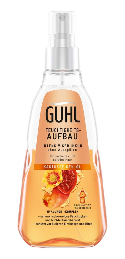 Guhl Moisturising Intensive Spray Treatment with Cactus Fig Oil - For Dry, Brittle and Damaged Hair - Moisturises - 180 ml, ‎orange