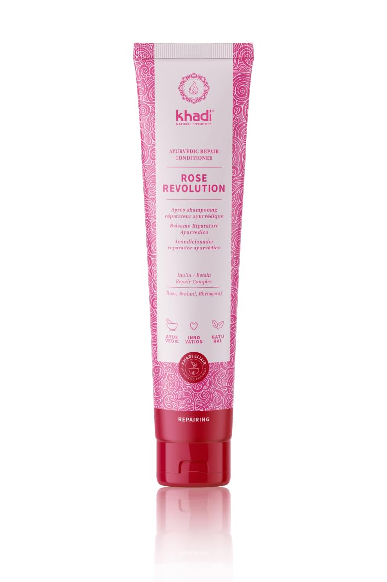 khadi Rose Revolution Ayurvedic Repair Conditioner, Instant Combability and Daily Care without Silicones, 100% Natural, Vegan & Sulphate-Free, Certified Natural Cosmetics, 200 ml