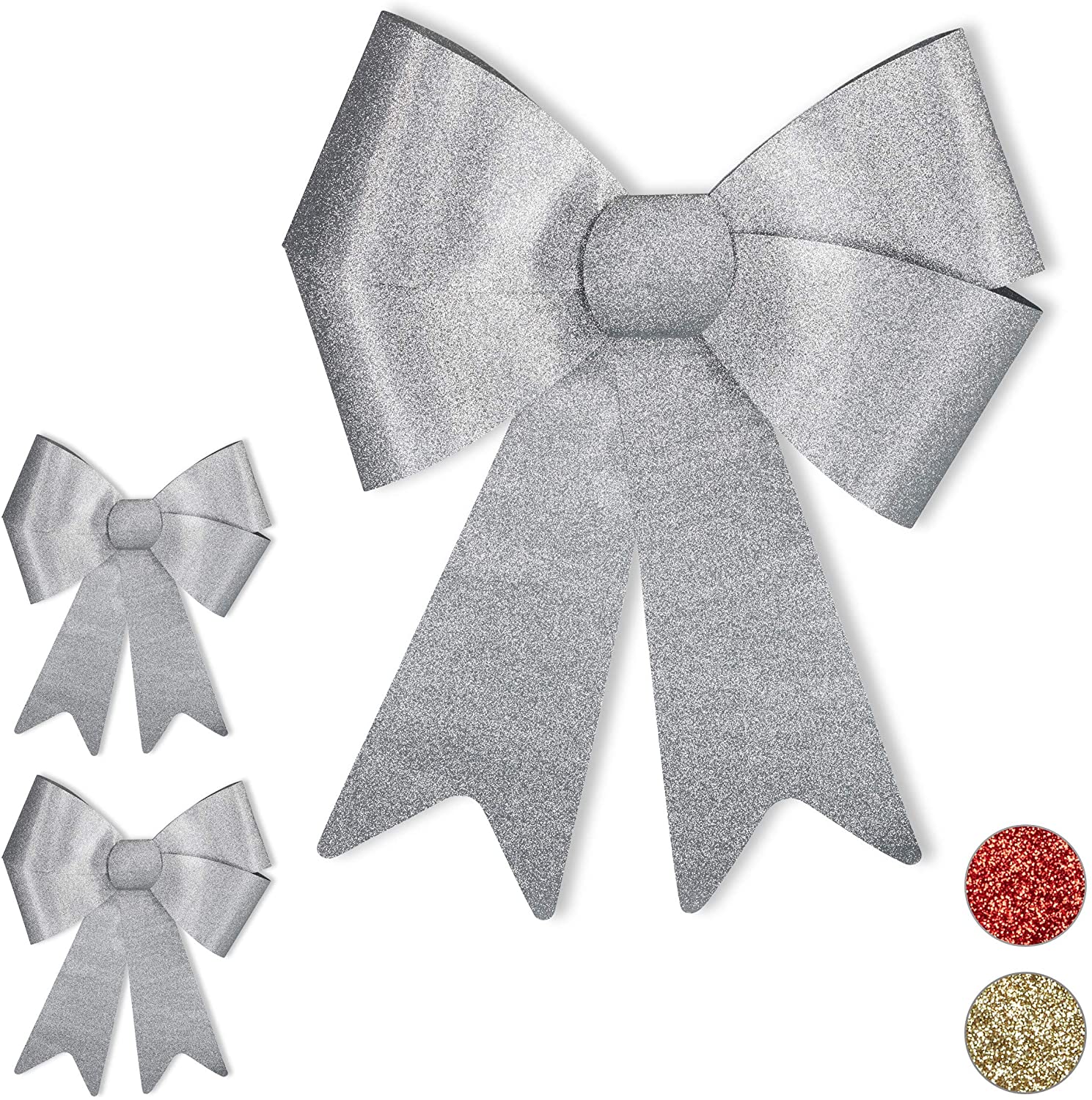 Relaxdays 3 X Xl Giant Bow For Large Gifts Glitter Decoration Wedding Car B