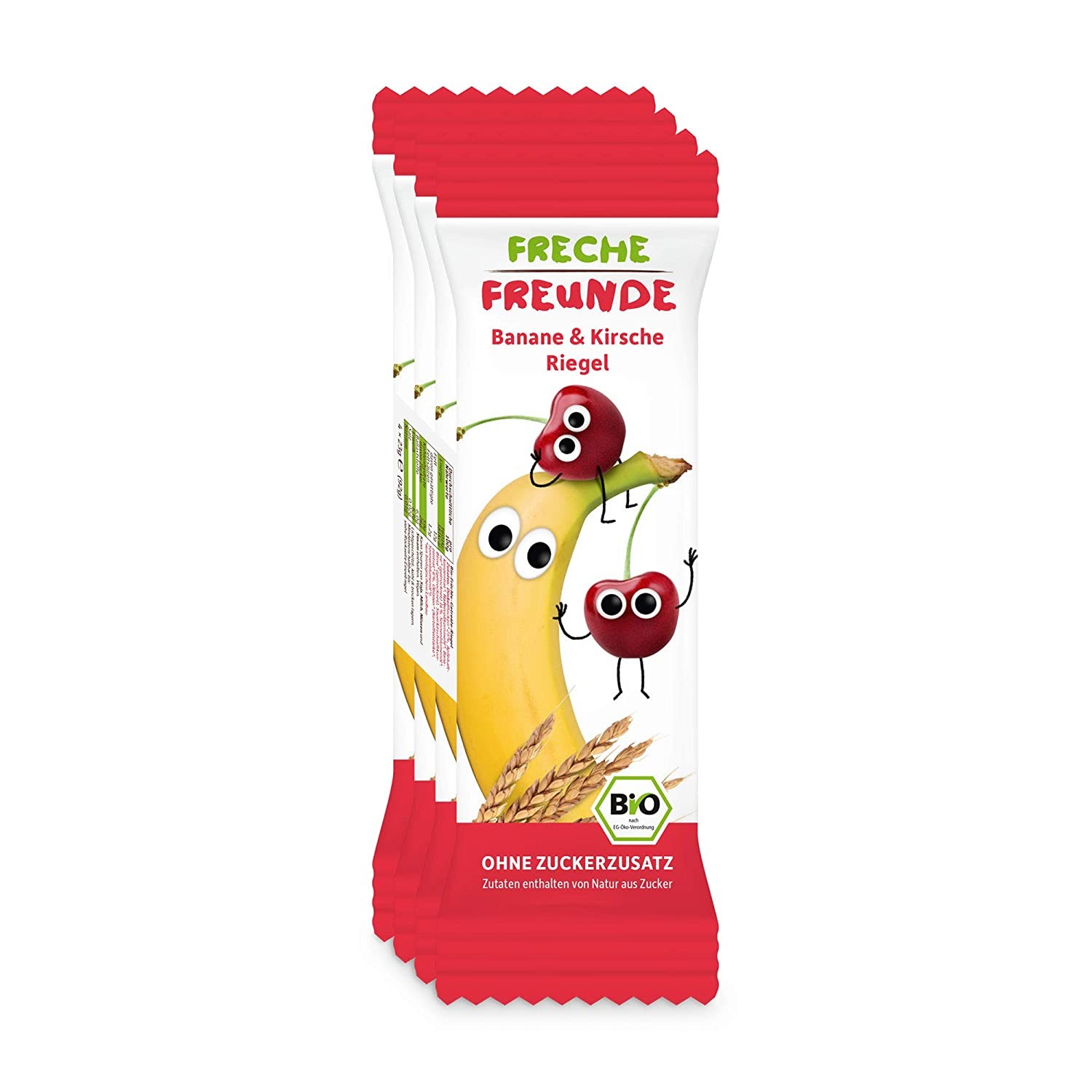 Freche Freunde Bio Frucht-Riegel Banane & Kirsche, Frecher Kindersnack ab 1 Jahr, 6er Pack, 6 x (4 x 23 g)
