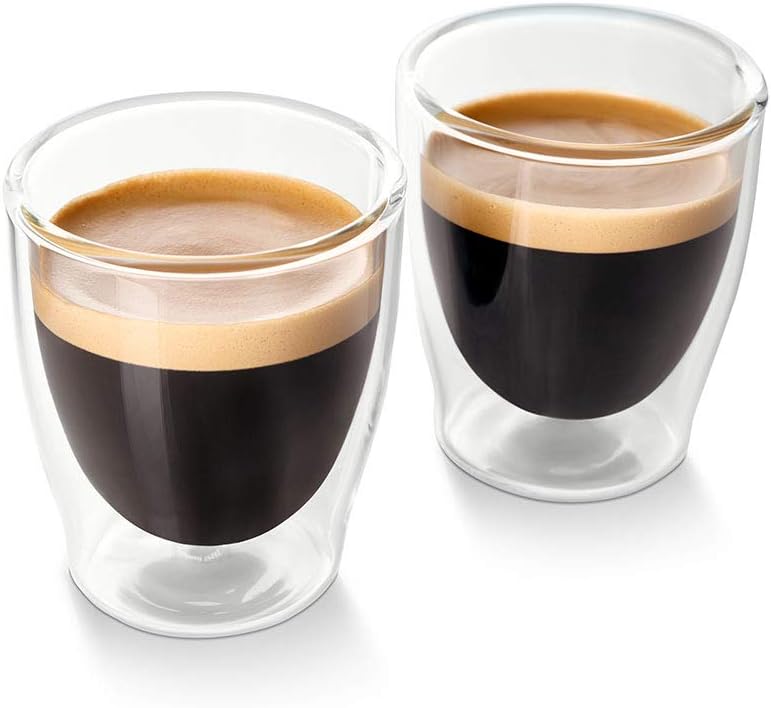 Tchibo Double Walled Espresso Glasses, Modern Design, Hot and Cold Set of 2