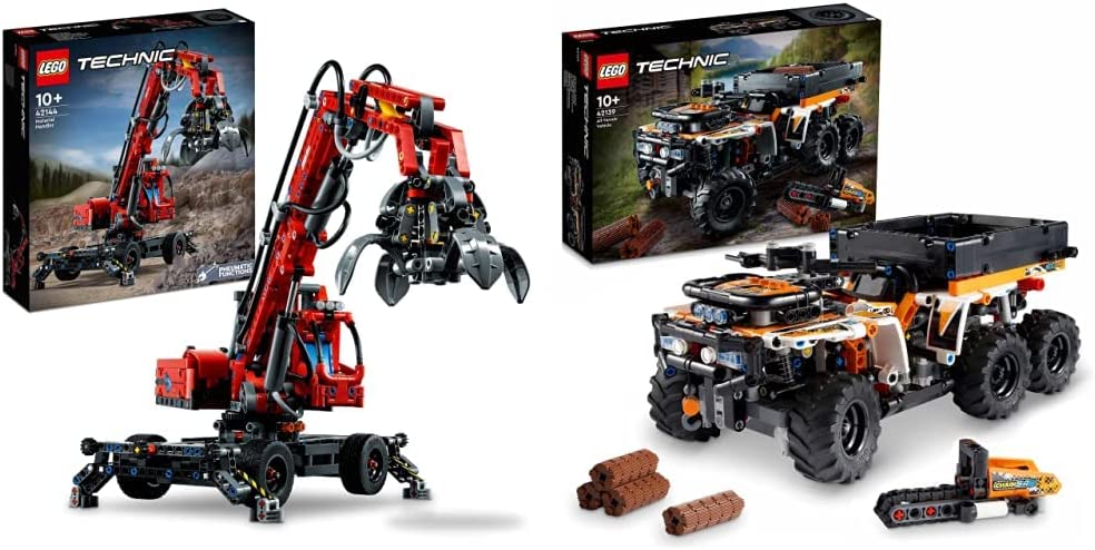 LEGO 42144 Technic Envelope Excavator Model, Mechanical Toy Set, Construction Vehicle Crane & 42139 Technic Off-Road Vehicle ATV Off-Roader Toy Vehicle for Children from 10 Years, Construction Toy
