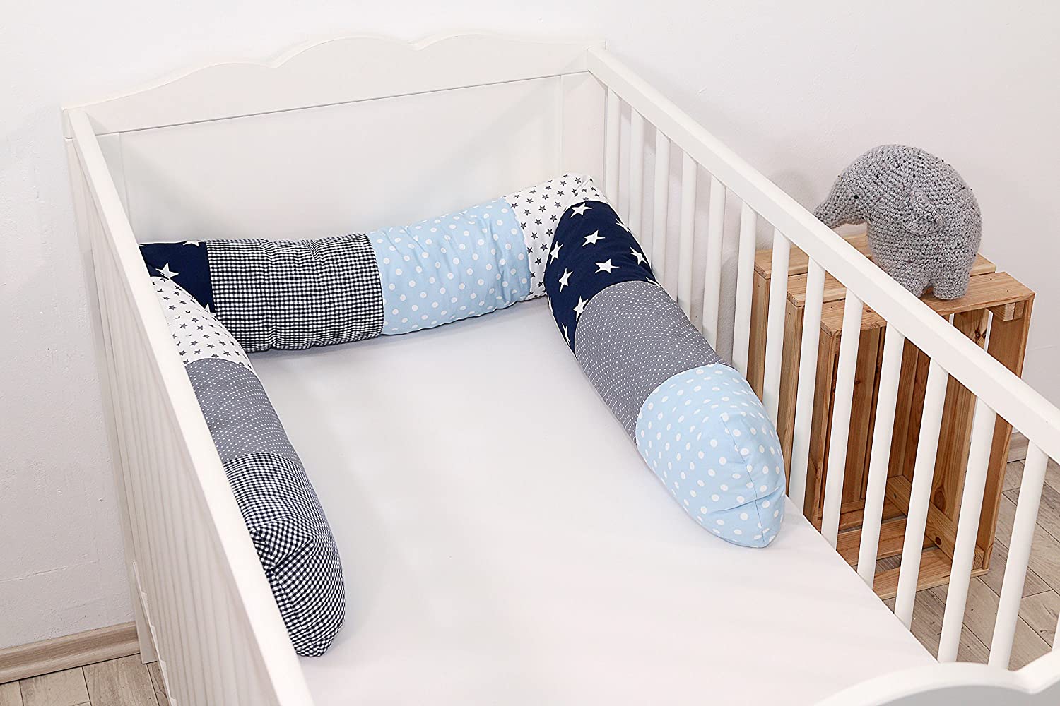 Ullenboom® Bed Snake, Cot Bumper Snake in 10 Designs & 3 Lengths (Baby Bed Roll 120 cm / 180 cm / 200 cm, Ideal as a Baby Bed Edge Protector, Positioning Pillow)