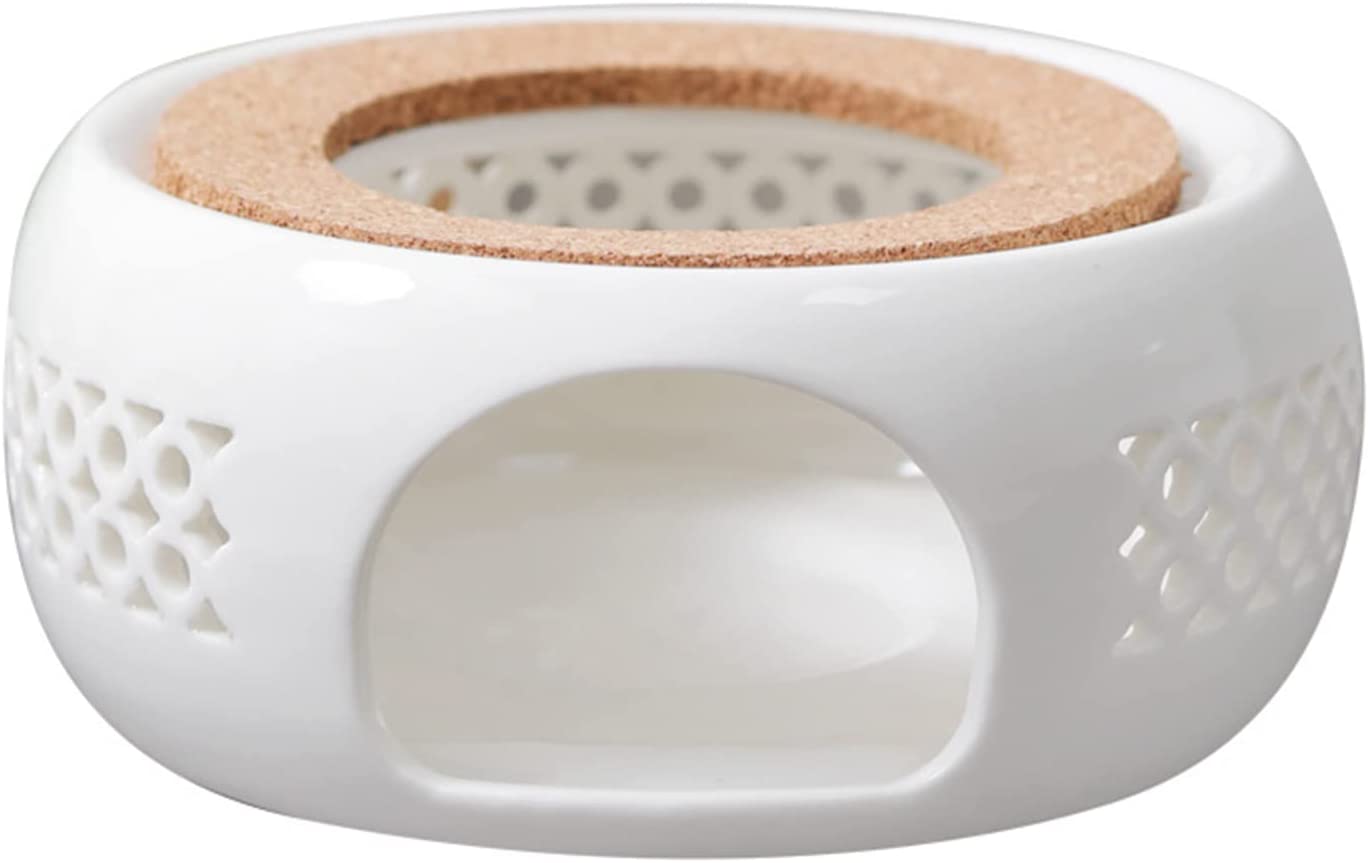 GDWD Teapot Warmer for Teapot, Teapot Porcelain, Hollow Carved Design, Classic Porcelain Teapot Warmer with Cork Warmer, Teapot Base, Tea Stove Milk Warmer for Home Cafe Tea Milk (Skeletone)