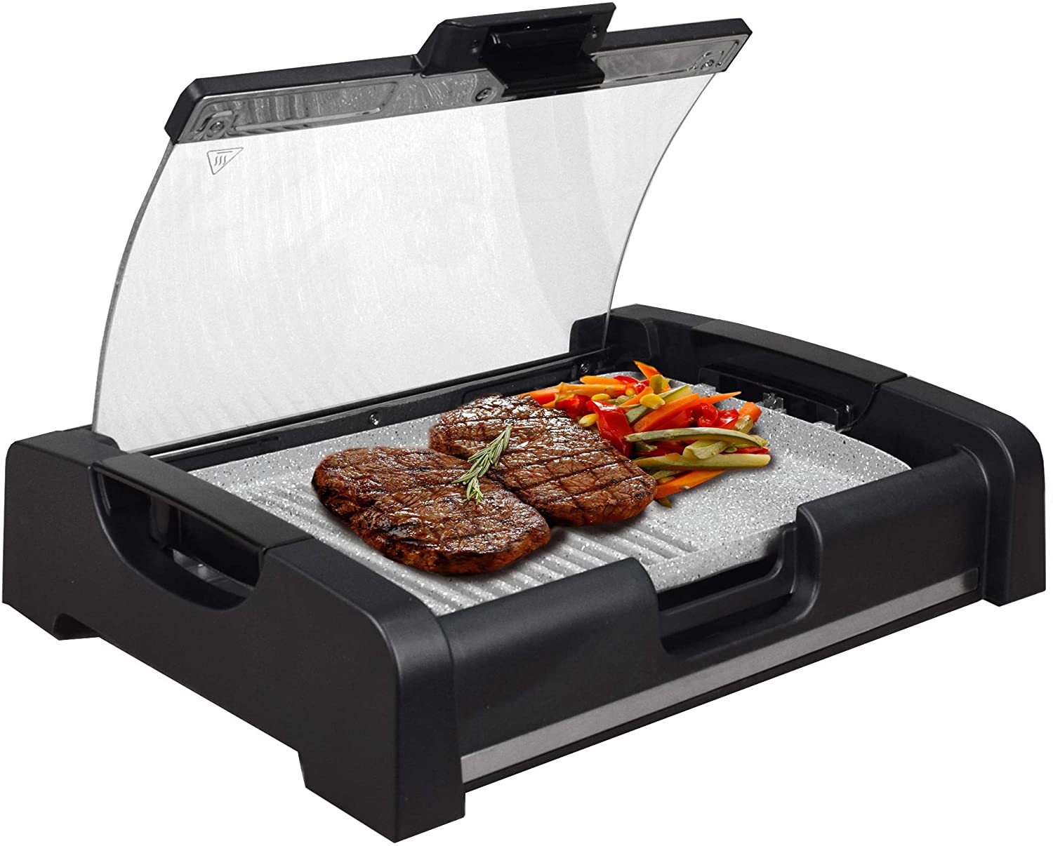 Syntrox Germany TG-1650W Electric Table Grill with Ceramic Grill Plate Electric Grill BBQ Grill Barbecue with Glass Lid
