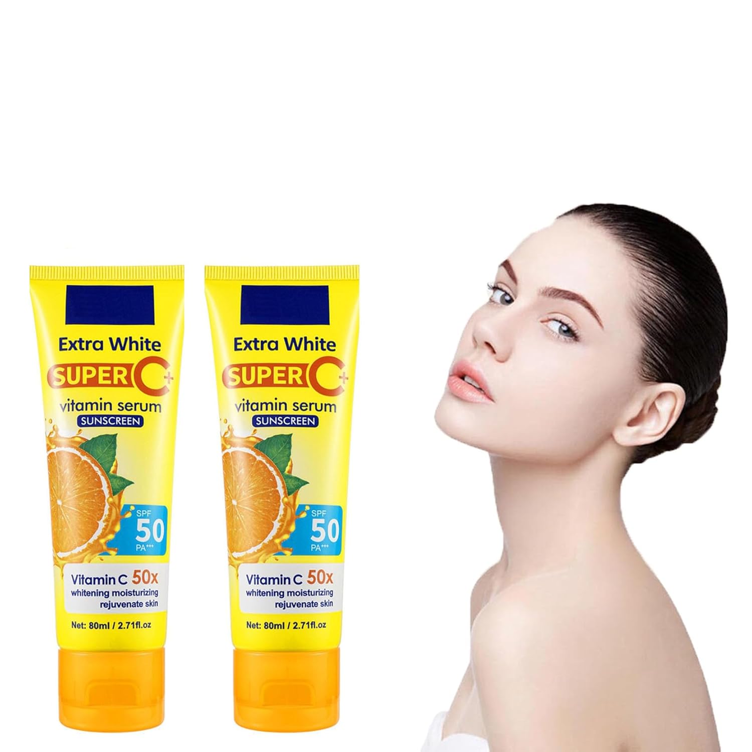 Sunscreen Moisture Anti-UV, No White Casting, Non-Grease-Related Face Screen Lightening, Refreshing Eater Density, Anti-Sweat Cosmetics, 50 ml (Pack of 2)