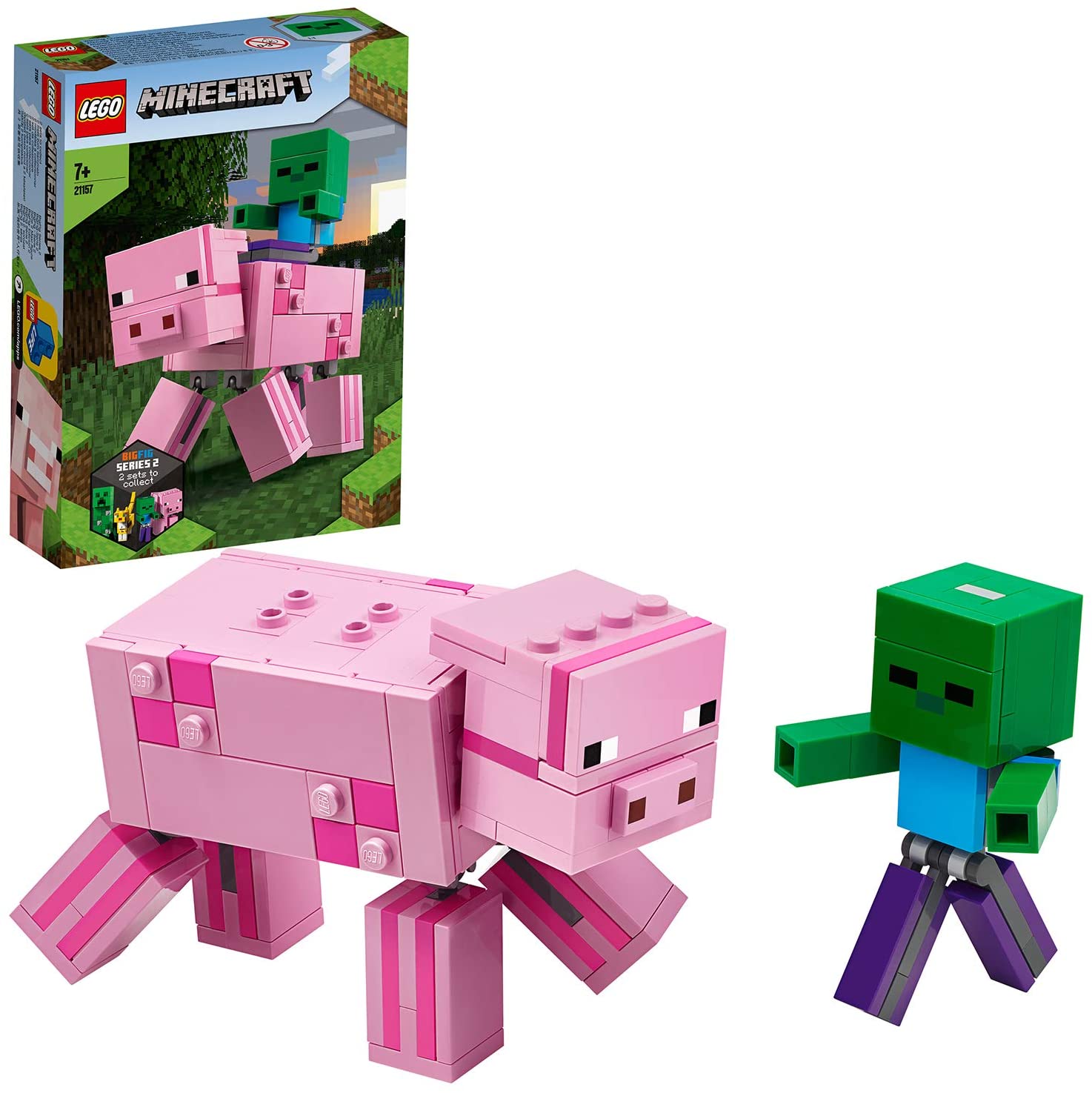 Lego 21157 Minecraft Bigfig Pig With Baby Zombie Building Kit