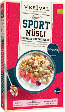 Sports muesli with strawberries & sour cherries, 300 g