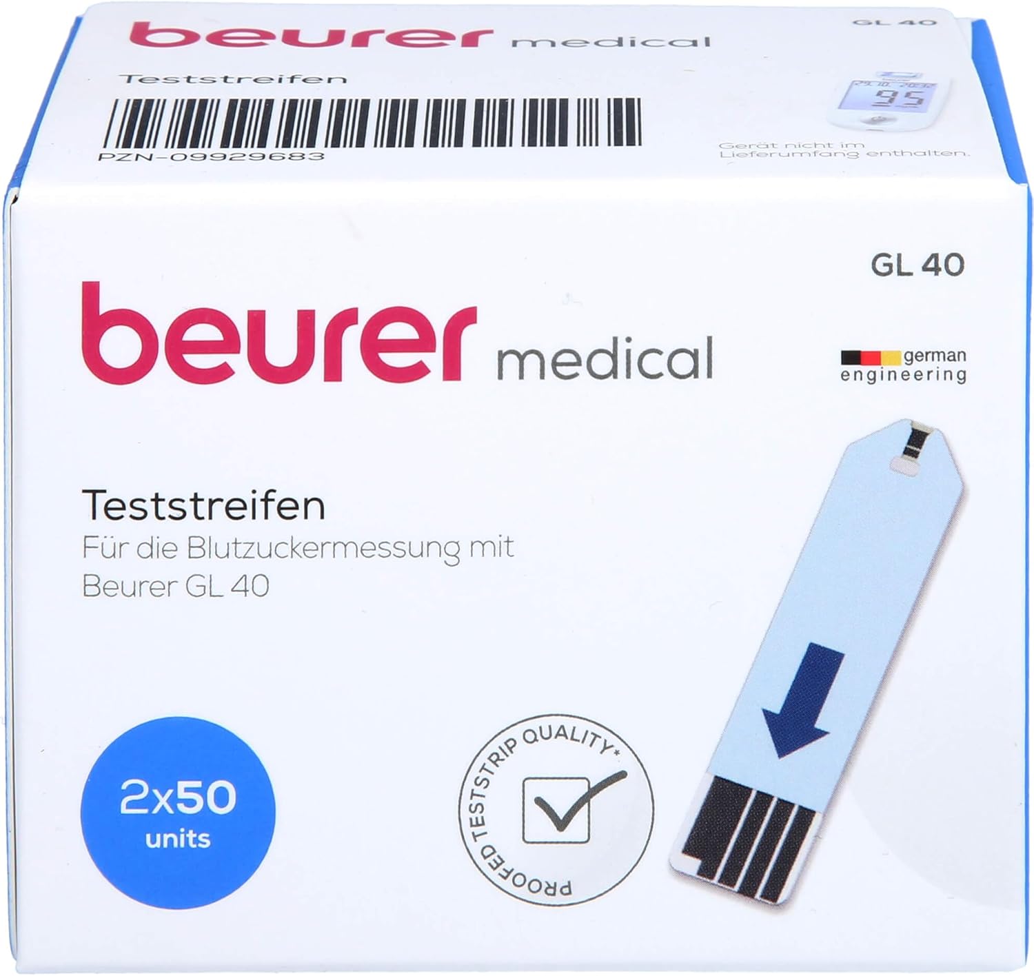 BEURER GL40 Blood Glucose Test Strips Pack of 100