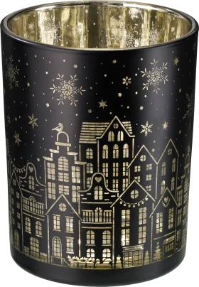 Dekorieren & Einrichten Glass candle holder, black-gold, 1 pc