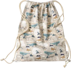 Gym bag with whale & seal pattern, approx. 32 x 40cm, beige, 1 piece