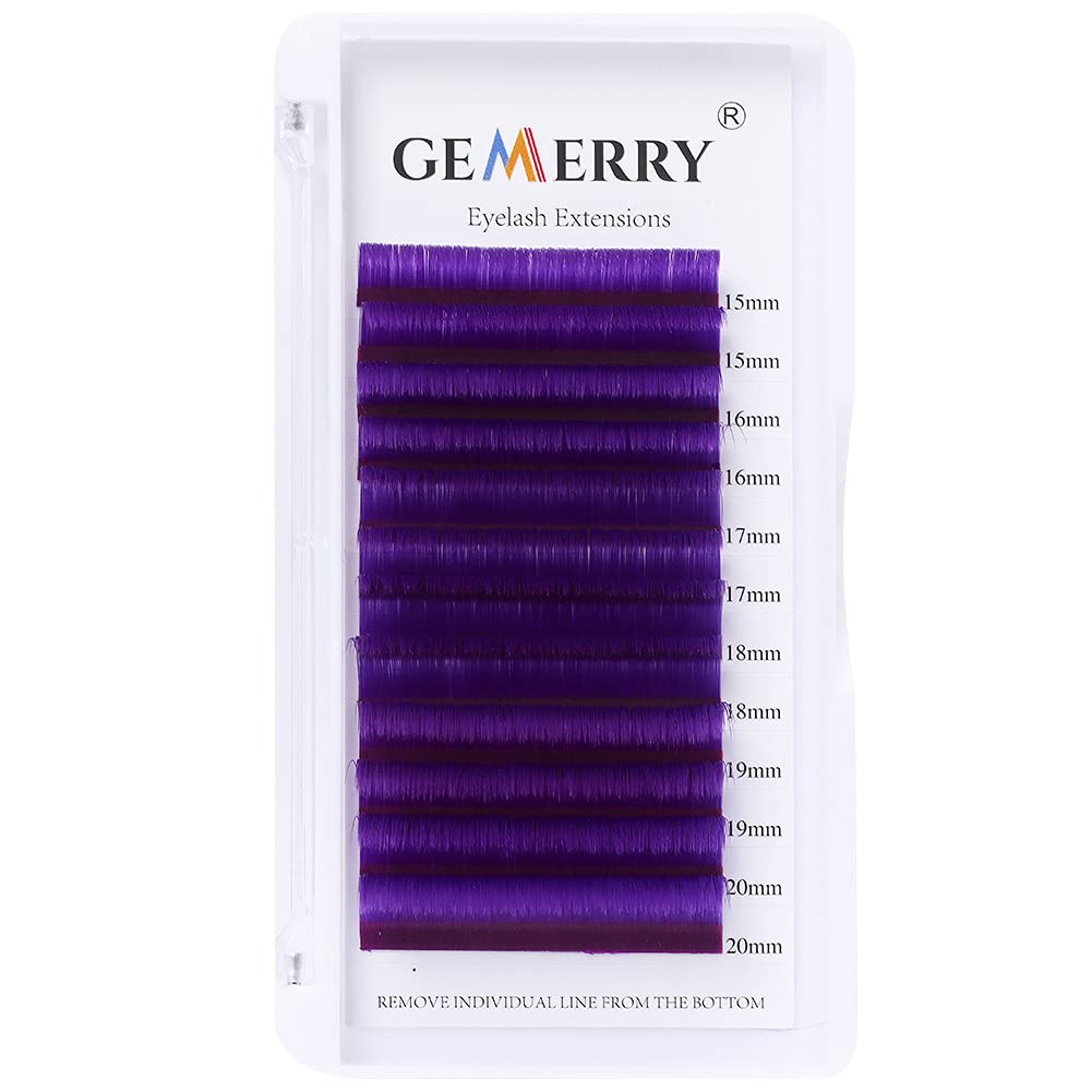 Gemerry Eyelashes, Colourful, Volume, Purple Eyelashes, Self-Fanning C Curl, 15-20 mm Mix Easy Fan Volume Eyelashes, Lash Extensions (Purple 15-20 Mix, C-0.07), ‎purple