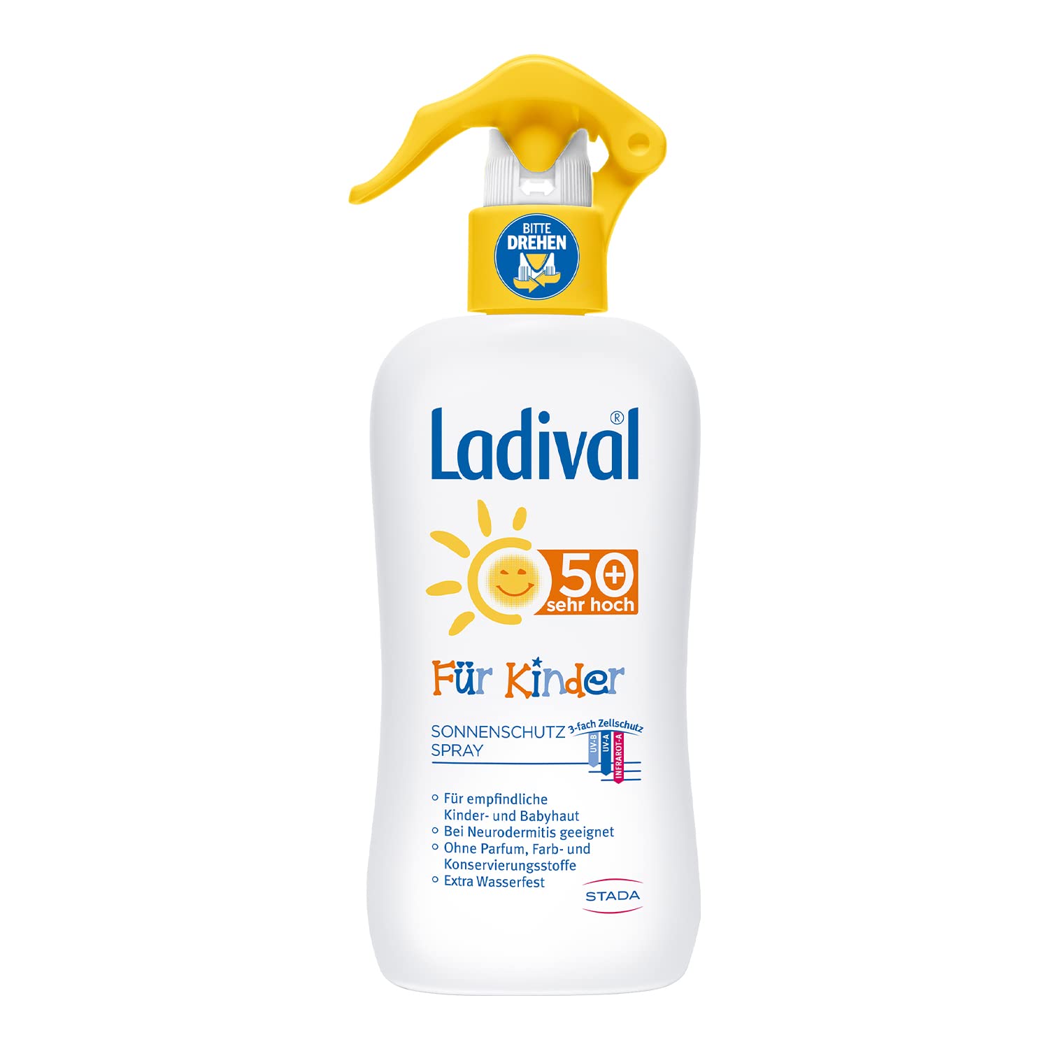 LADIVAL Children\'s Sun Protection Spray SPF 50+ - Perfume-free Sun Spray for Children - No Colourants and Preservatives - Waterproof, 200 ml