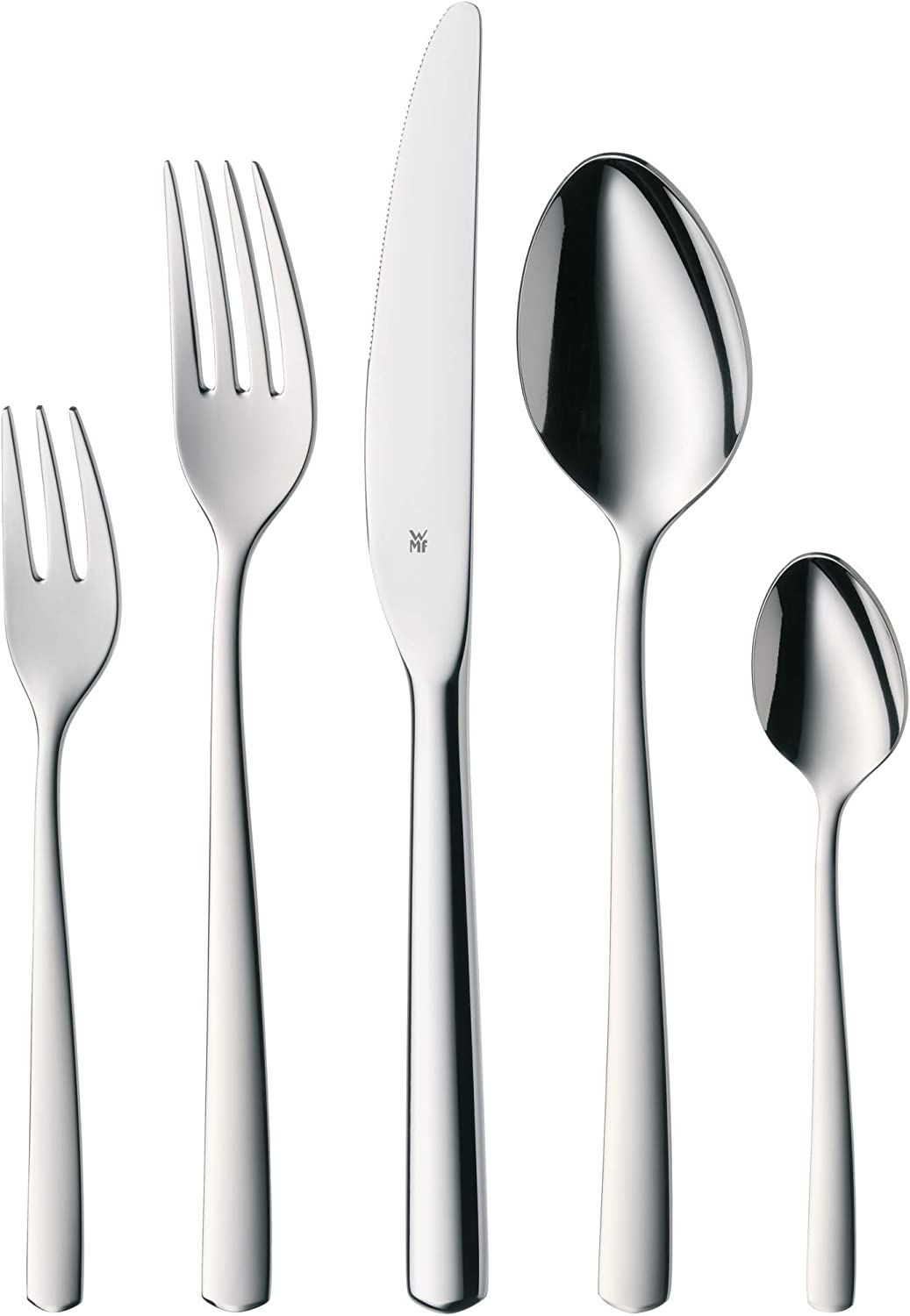 WMF Boston cutlery set 12 people, cutlery 60 pieces, monobloc knife, Cromargan stainless steel polished, shiny, dishwasher-safe