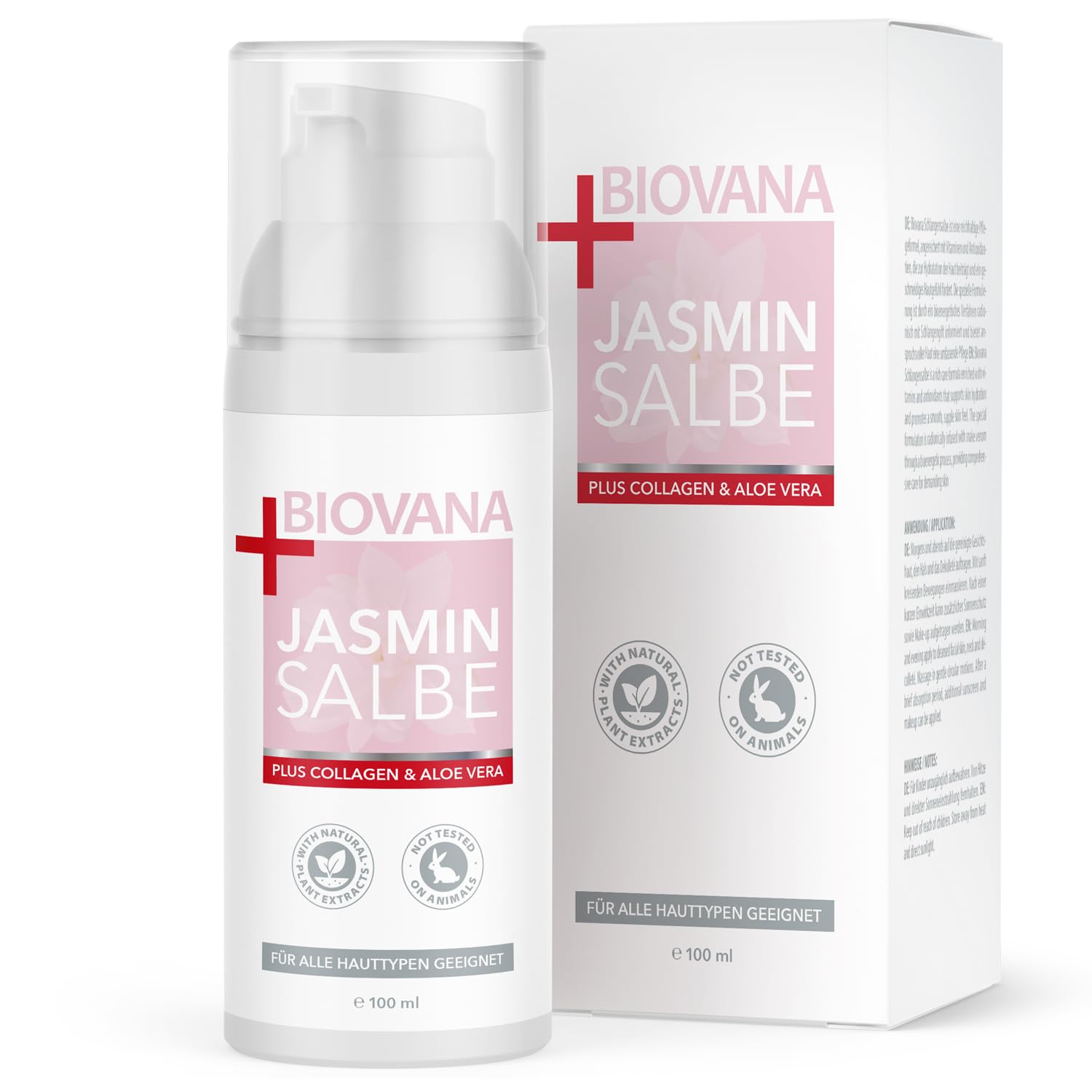 BIOVANA Jasmine Ointment Plus - with natural ingredients such as Plus Collagen & Aloe Vera - 100 ml content