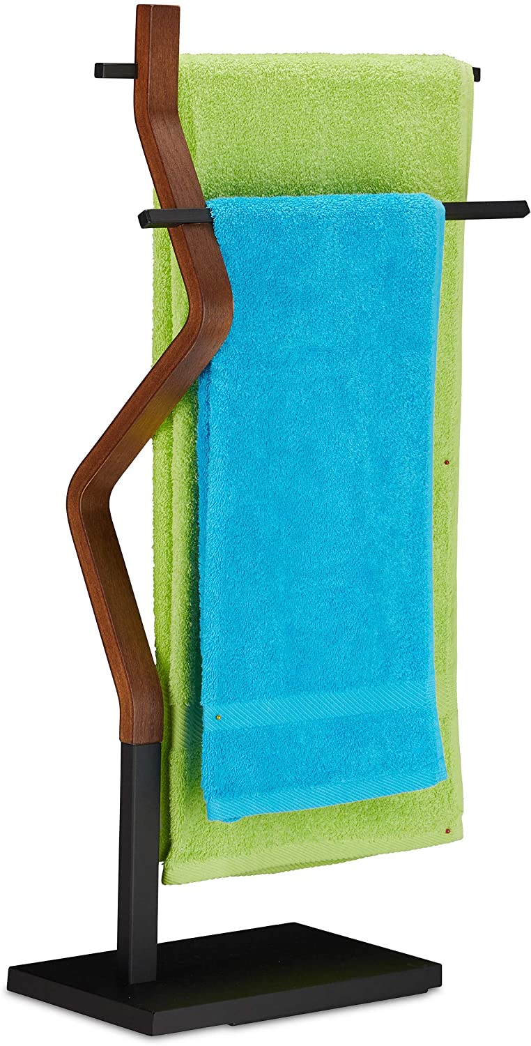 Relaxdays Handtuchhalter Stehend, Handtuchständer, 2 Stangen, Für Hand- & G