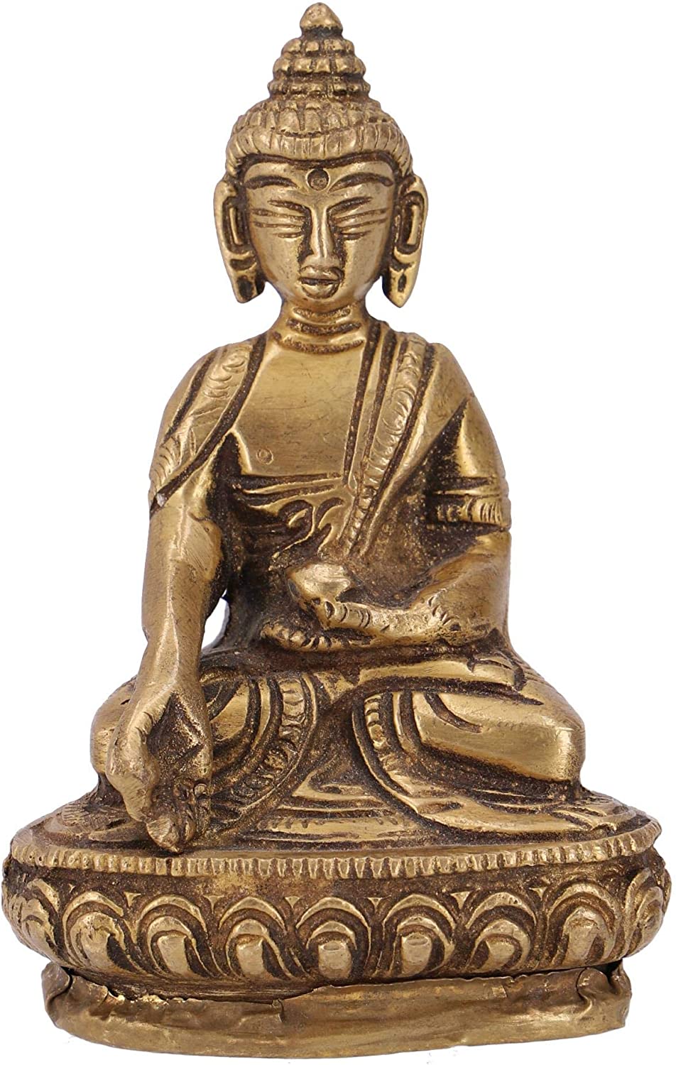 Guru-Shop GURU SHOP Buddha Statue Brass Bhumisparsa Mudra 9 cm - Model 13 Gold Buddha