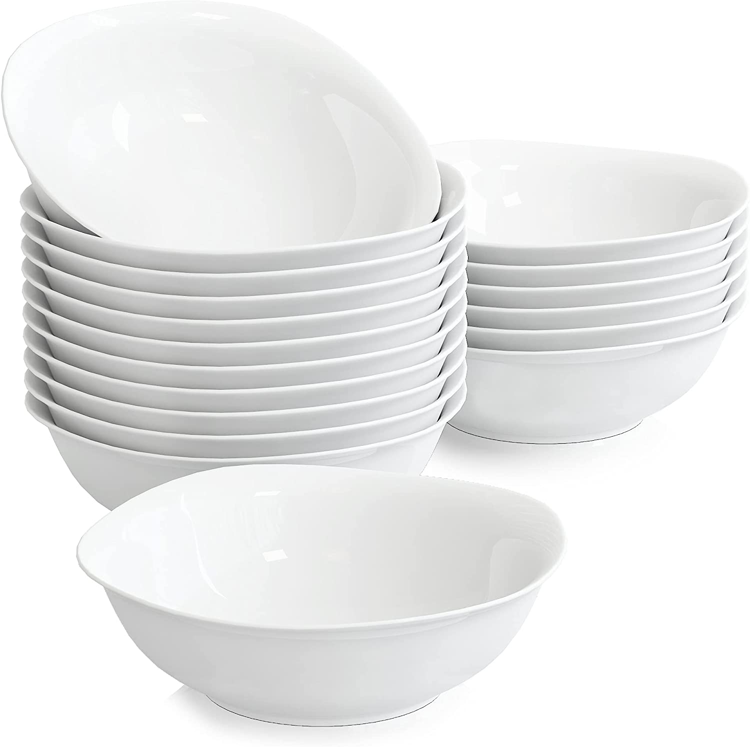 \'Custom Malacasa Elisa, Set of 18 Creamy White Porcelain Cereal Bowl 6.7 17x17x5 cm Salad Serving Dessert Bowls for 18 People