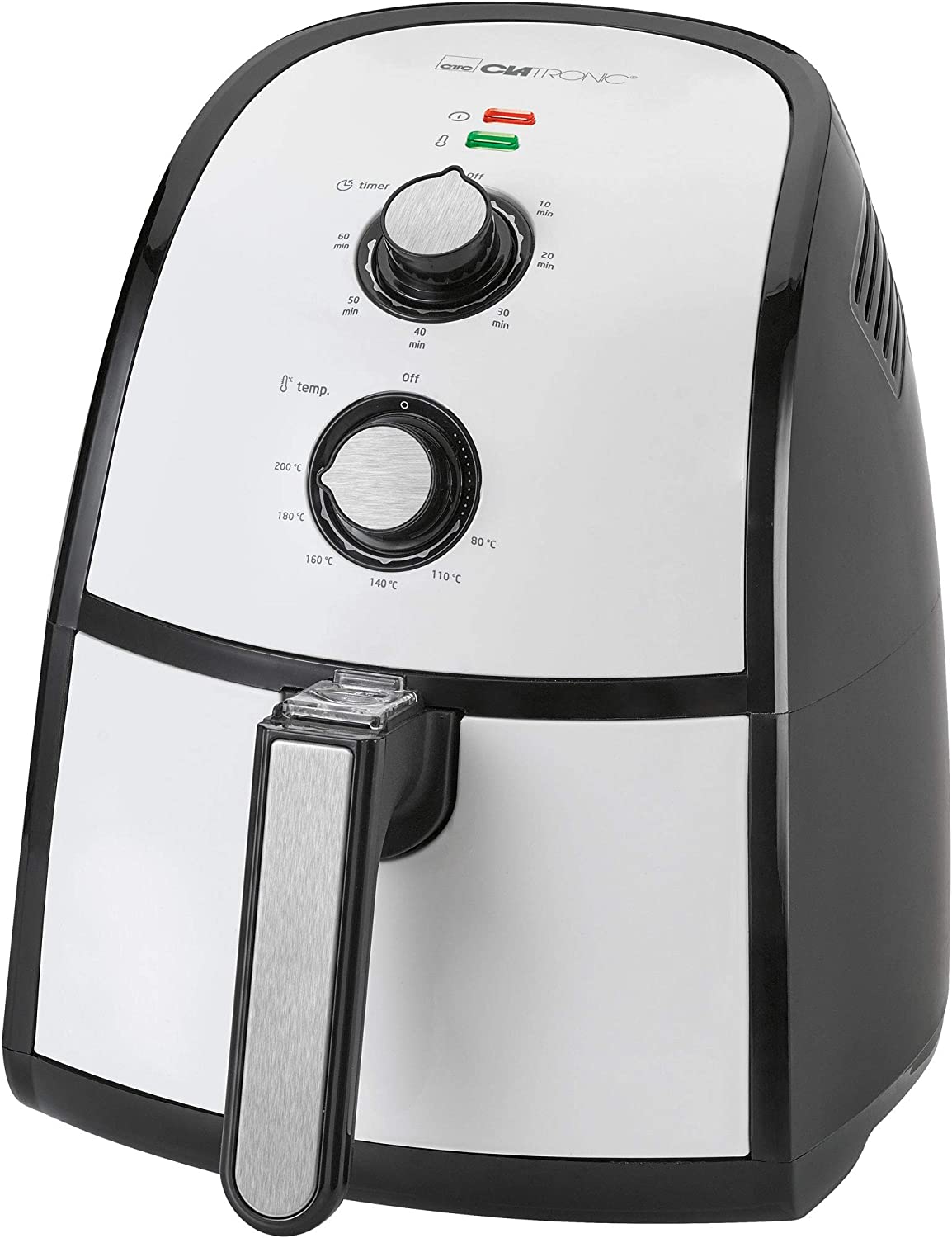 Clatronic FR 3667 H Hot Air Fryer, 2.2 Litre Capacity, Infinitely Adjustable Thermostat, Timer, 1500 W, Black/White