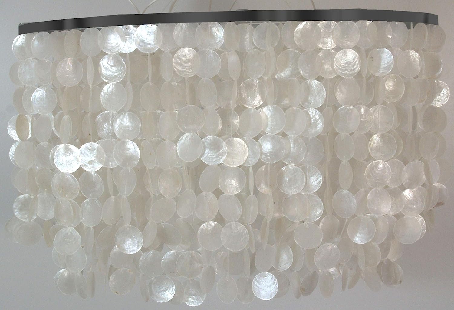 GURU SHOP Ceiling Light, Shell Light from Hundreds of Capiz, Mother of Pearl Platelets - Colima Model, Shell Discs, 50 x 75 x 40 cm, Pendant Lights Made from Natural Materials