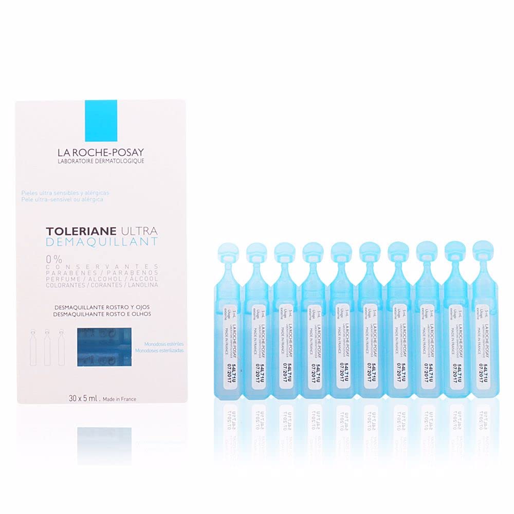 La Roche Posay La Roche-Posay Toleriane Ultra Démaquillant Cleansing Lotion for Face and Eyes Pack of 30 x 5 ml, ‎clear