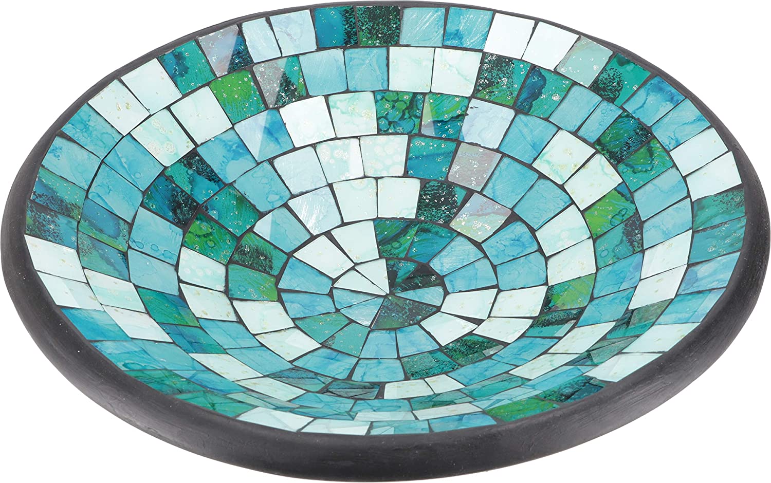 Guru-Shop GURU SHOP Round Mosaic Bowl, Coaster, Decorative Bowl, Handmade Ceramic & Glass Fruit Bowl, Design 24, Multicoloured, Size: Small (Diameter 29 cm), Bowls