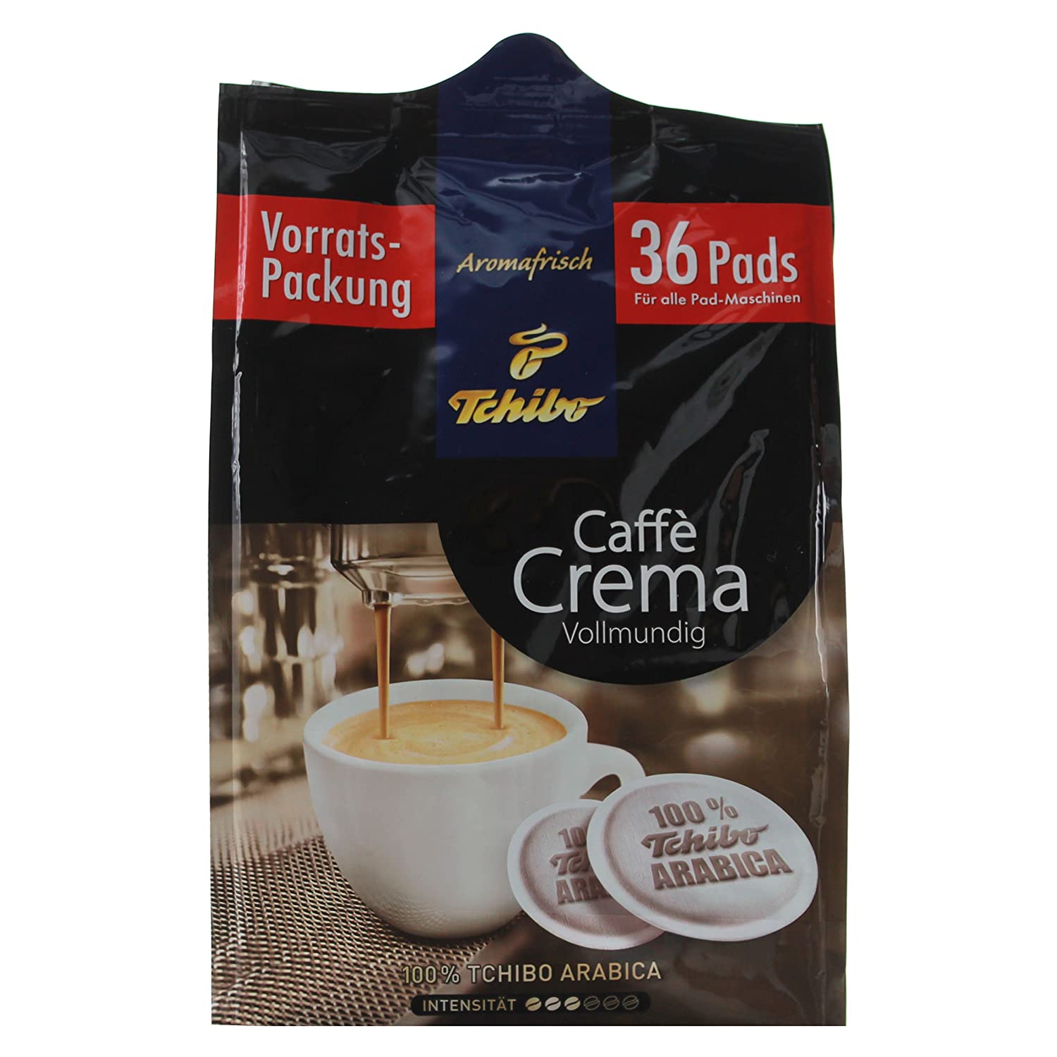 Tchibo Coffee Pod Caffè Crema full bodied, Suitable for all common Pad and 36 pods