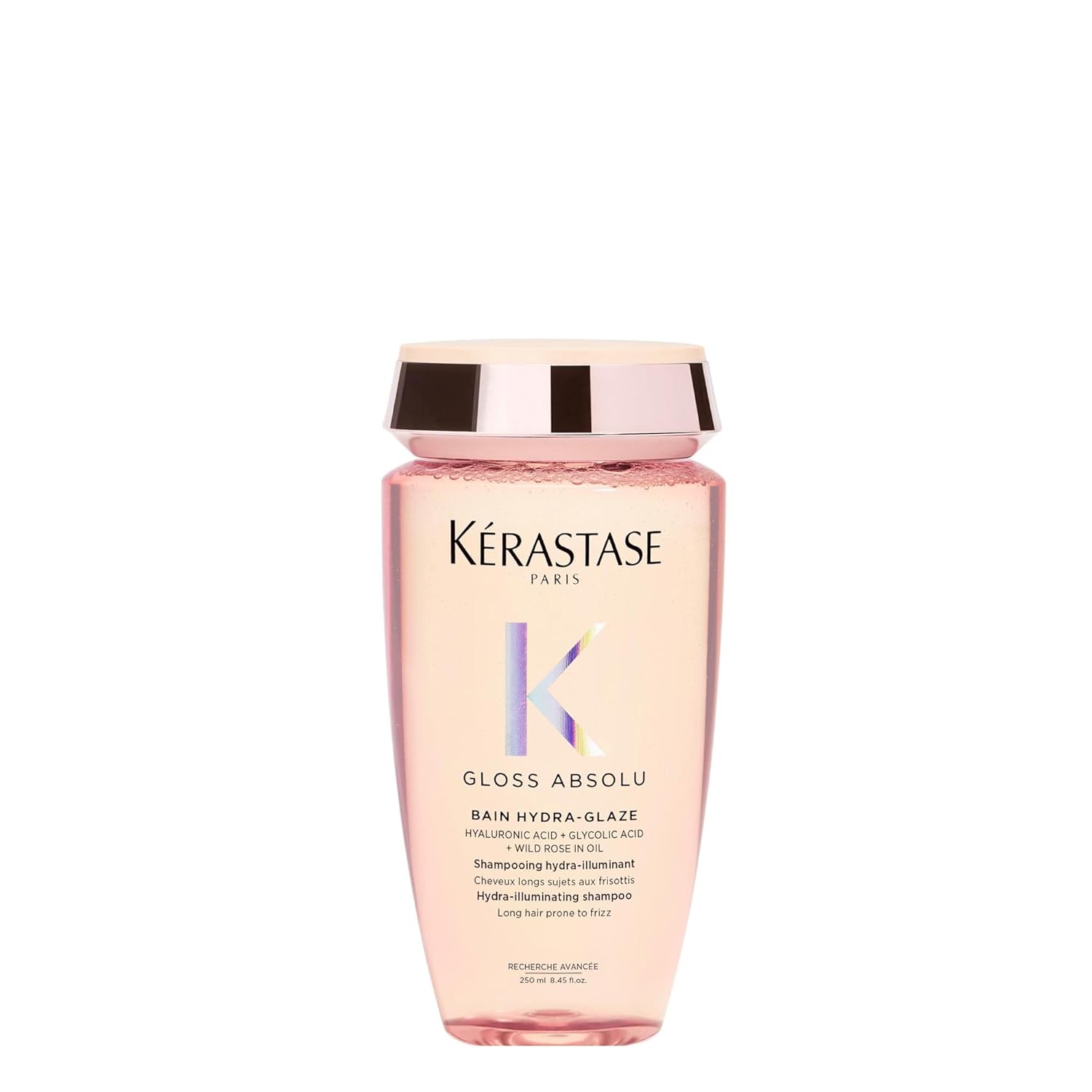 Kérastase Gloss Absolu Bain Hydra-Glaze, Shampoo for Long, Frizz Prone Hair, with Hyaluronic Acid, Glycolic Acid and Wild Rose Oil, for Intense Shine and Volume, 250 ml