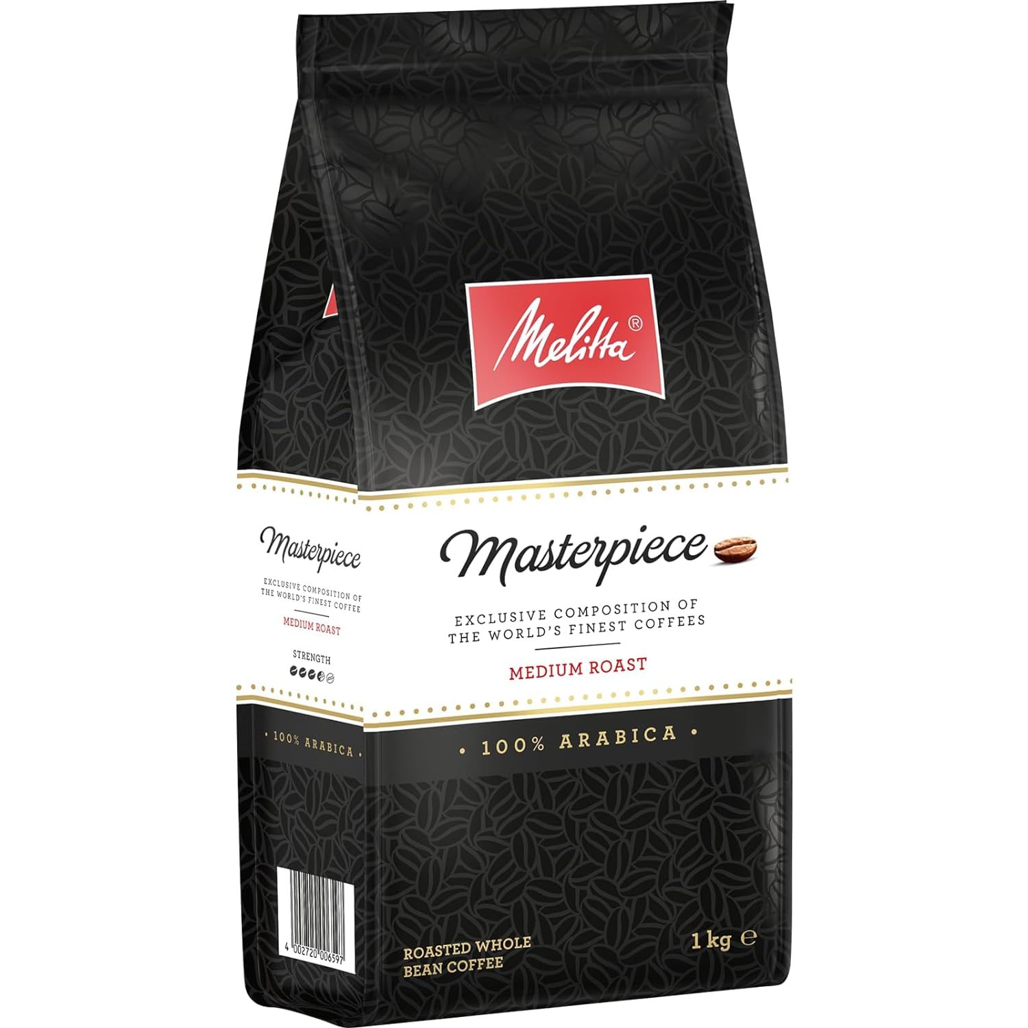 Melitta Masterpiece Rare Coffee, 1 kg, Whole Coffee Beans, Unground, 100% Arabica, Medium Roast, Roasted in Germany, Strength 3.5