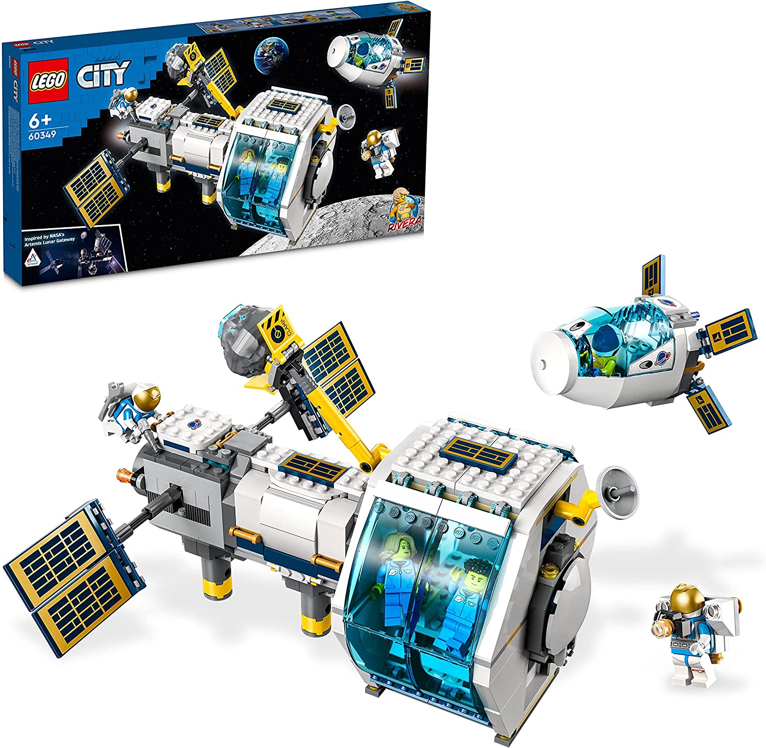 LEGO 60349 City Moon Space Station Space Toy from the LEGO NASA Series with Astronaut Mini Figures, Gift for Christmas from 6 Years