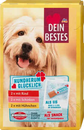 Dog treats, dog ice cream with beef, ham & chicken, happy as a dog (6x20 g), 120 g